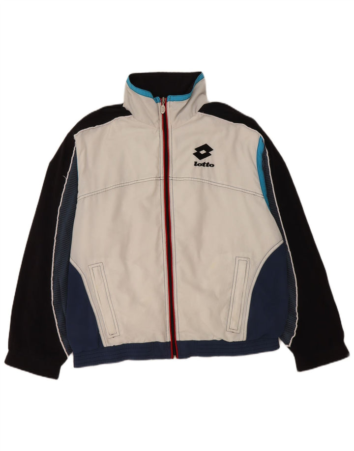 LOTTO Mens Treino Top Jacket UK 36/38 Pequeno Colorblock Branco Poliéster