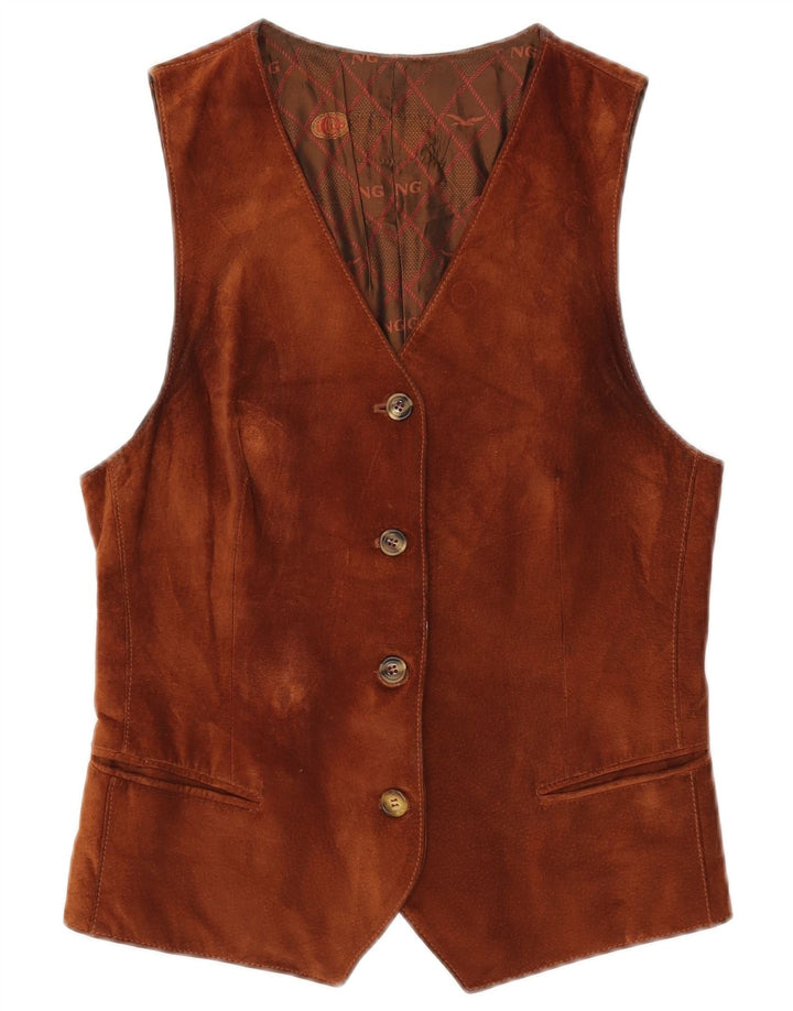 Colete feminino vintage de camurça IT 42 marrom médio