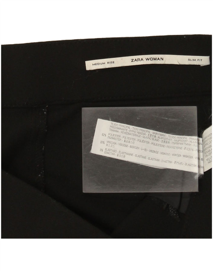 Calça feminina Zara cintura média slim casual médio W28 L28 poliéster preto