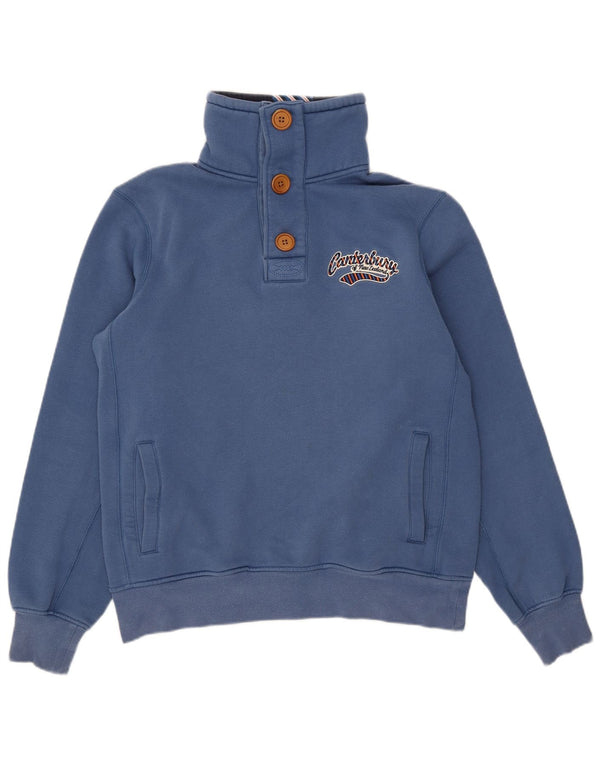 Suéter masculino Canterbury com gola com botão e algodão azul médio
