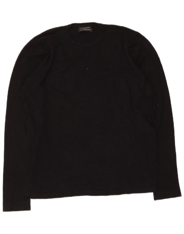 Zara Top masculino manga comprida pequena viscose preta
