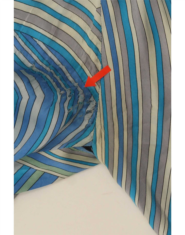 Camisa Vintage Feminina UK 20 2XL Azul Geométrica