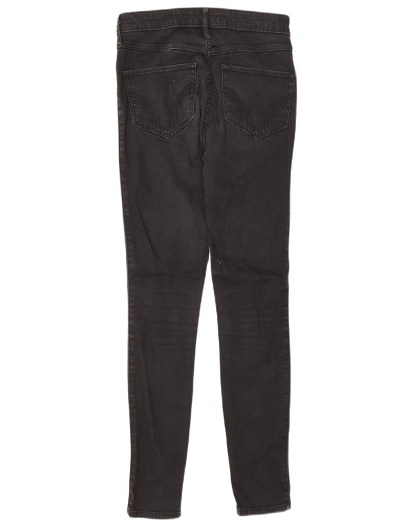 Jeans skinny femininos Hollister US 3 XS W26 L29 algodão preto
