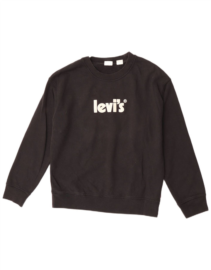 Levi's moletom gráfico masculino jumper pequeno algodão preto