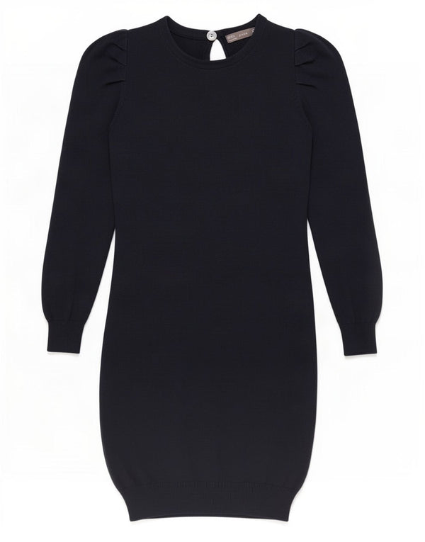 Zara Womens Jumper Dress UK 12 Médio Azul Marinho Acrílico