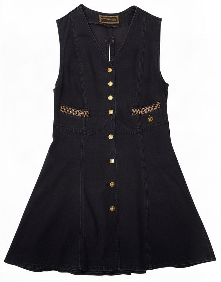 Vestido jeans feminino sem mangas Roccobarocco IT 44 algodão preto médio