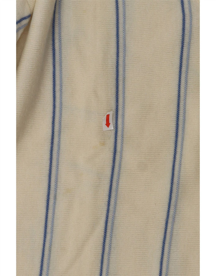 Suéter masculino VINTAGE com decote em V médio listrado branco