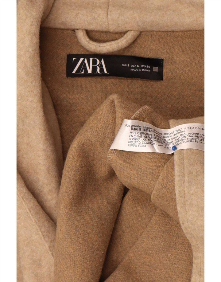 Sobretudo oversized com capuz feminino Zara UK 10 pequeno poliéster bege