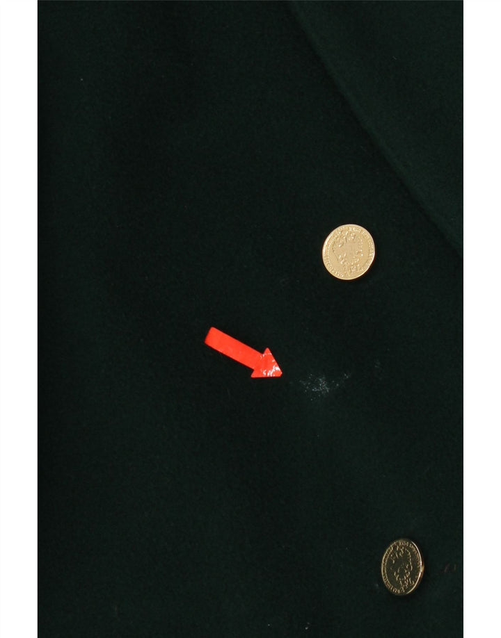 Jaqueta blazer feminina vintage com peito duplo Reino Unido 18 XL lã verde