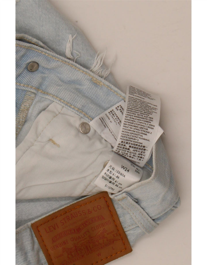 Shorts jeans feminino 501 desgastado da LEVI'S W24 XS azul algodão