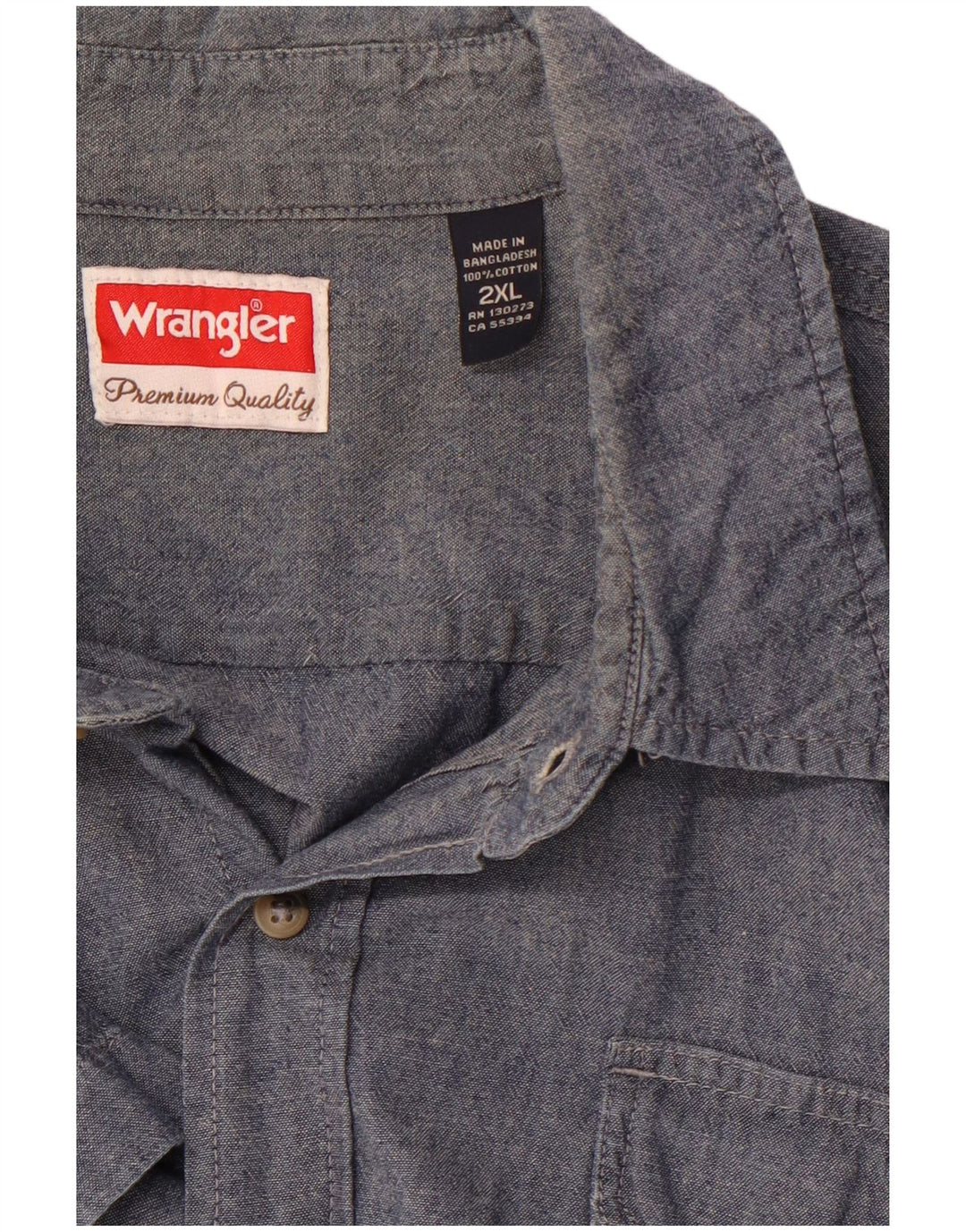 Camisa masculina de manga curta WRANGLER 2XL algodão azul