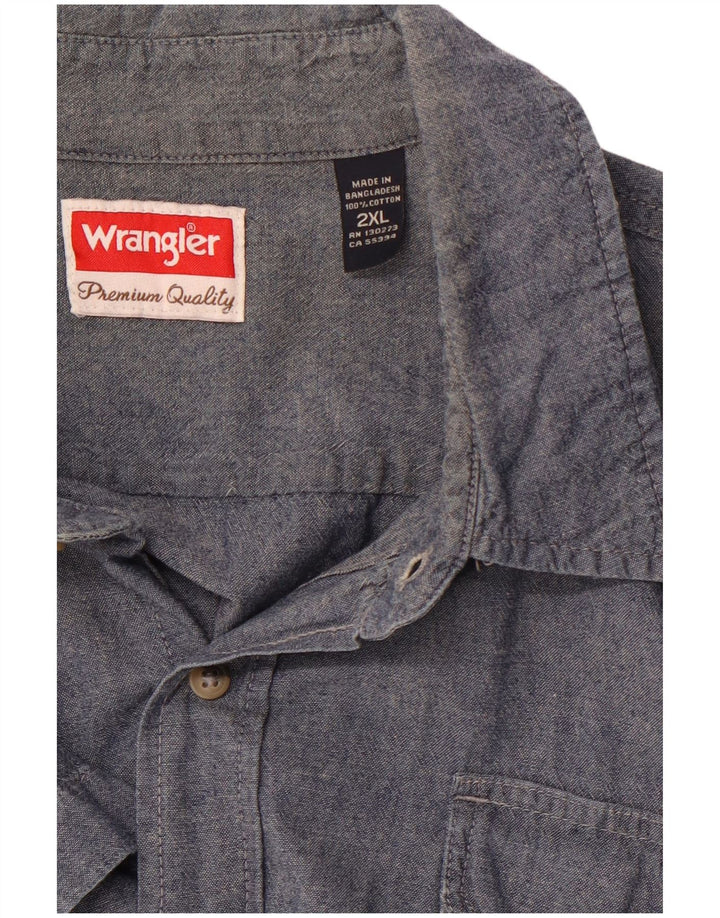 Camisa masculina de manga curta WRANGLER 2XL algodão azul