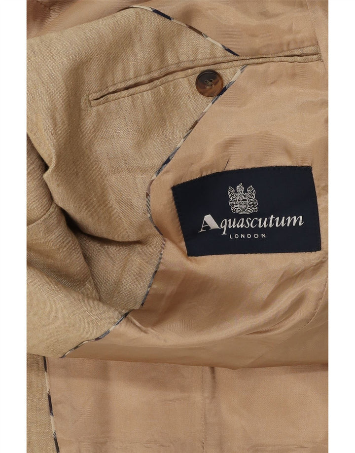 Aquascutum Jaqueta Blazer Masculina com 2 Botões Reino Unido 36 Pequena Marrom