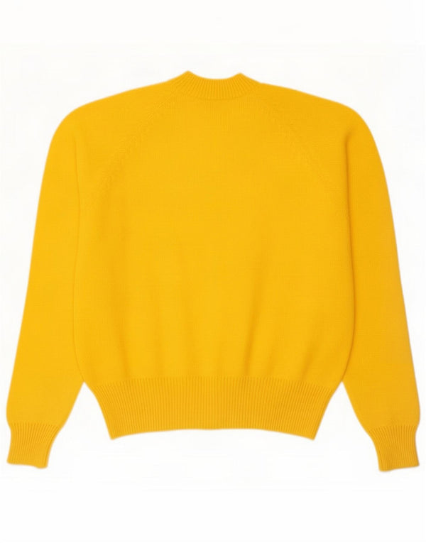 Suéter feminino vintage com gola redonda IT 46 Grande sintético amarelo