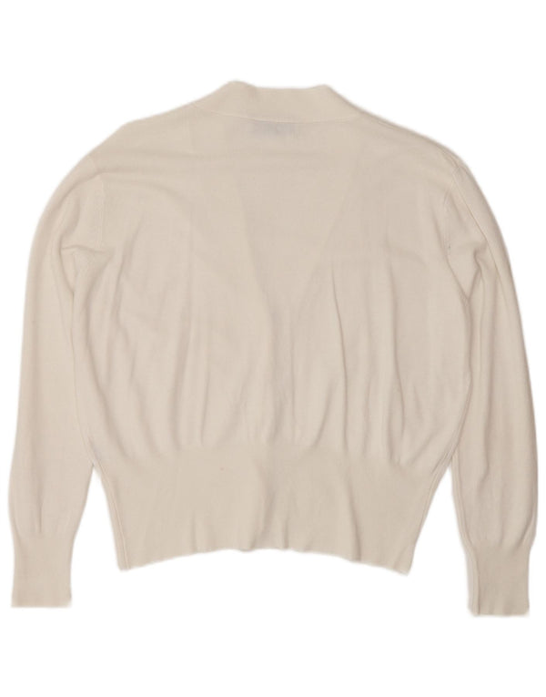 Suéter cardigã feminino Zara Reino Unido 14 médio branco
