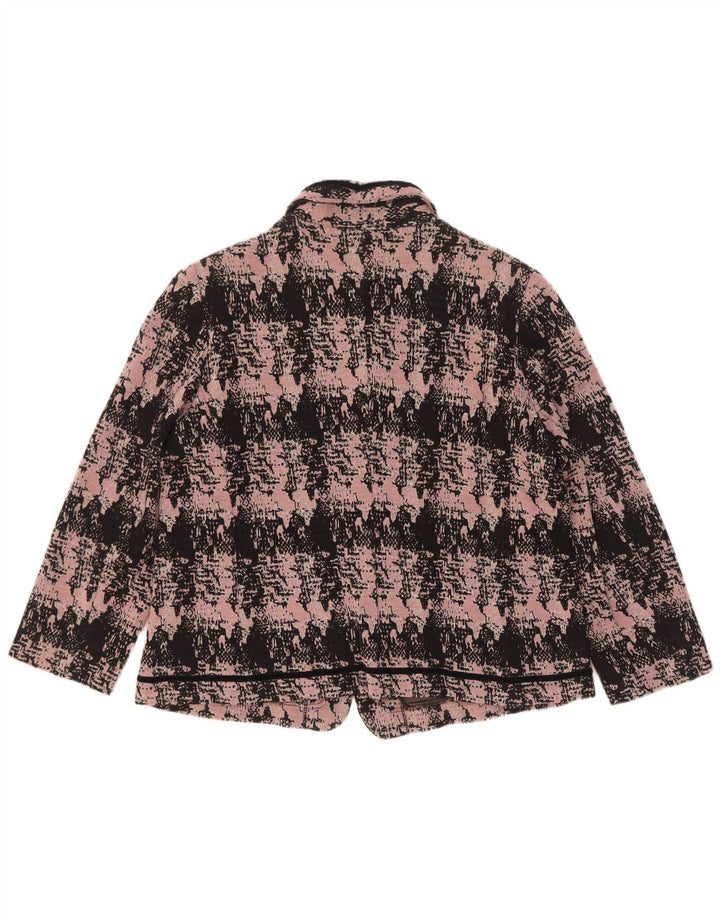 Jaqueta blazer feminina Domina com padrão abstrato de 5 botões IT 52 2XL lã rosa