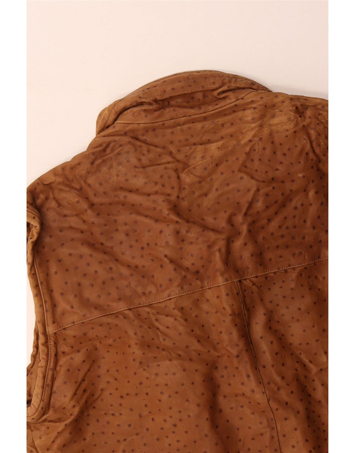 Colete de couro masculino VINTAGE IT 56 3XL marrom manchado