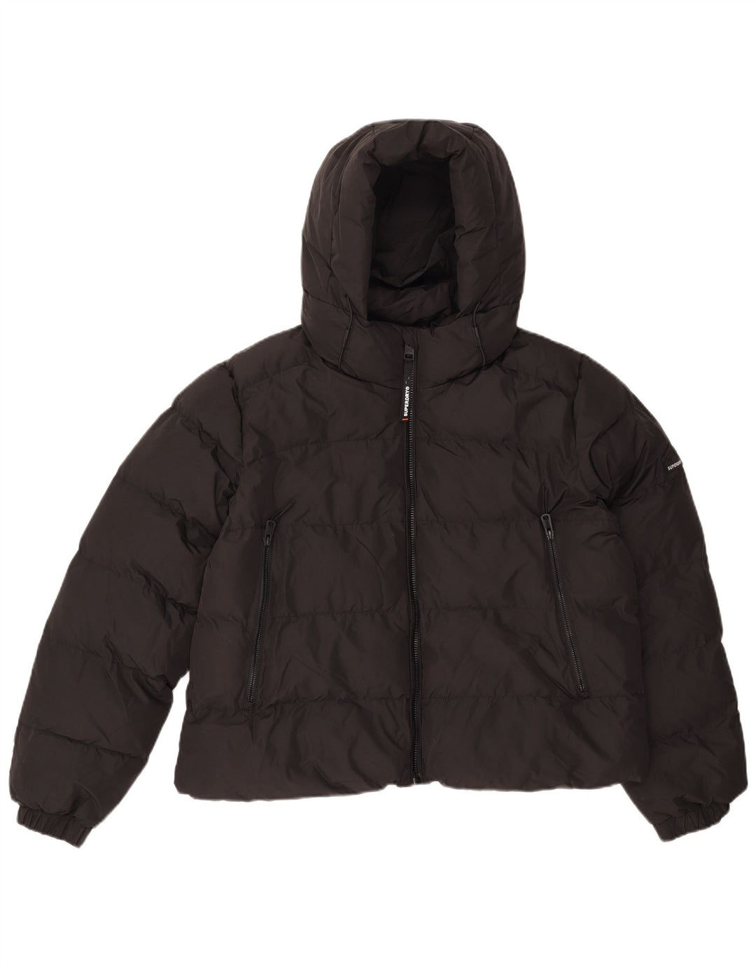 Jaqueta acolchoada com capuz Superdry Womens Crop UK 16 grande poliéster preto
