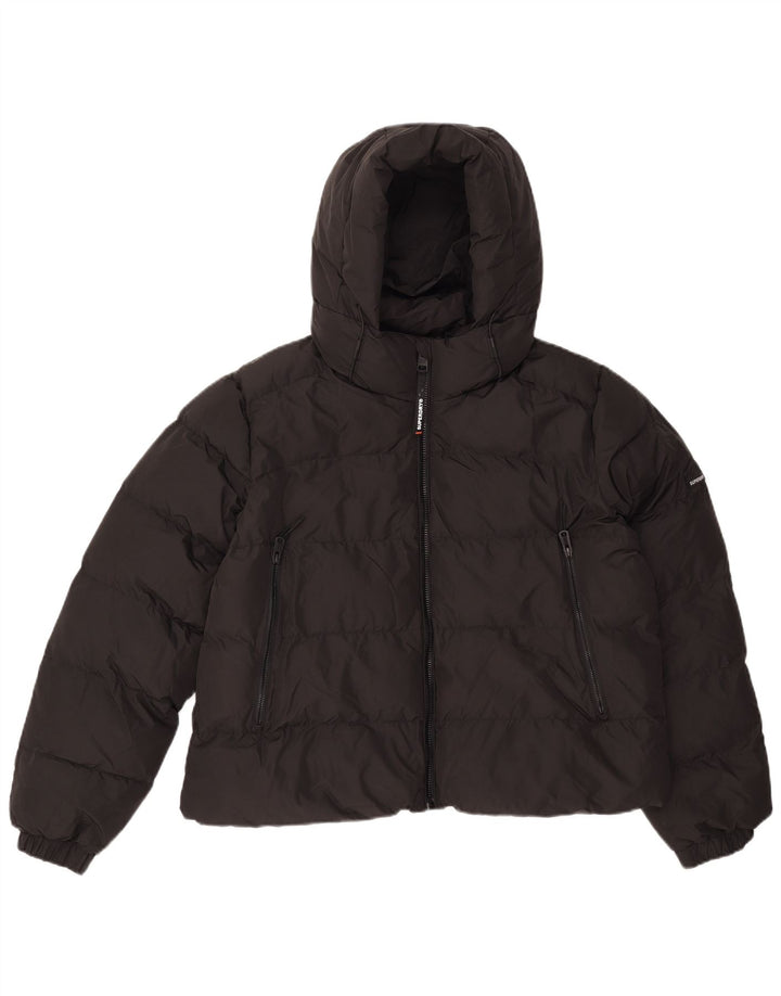 Jaqueta acolchoada com capuz Superdry Womens Crop UK 16 grande poliéster preto