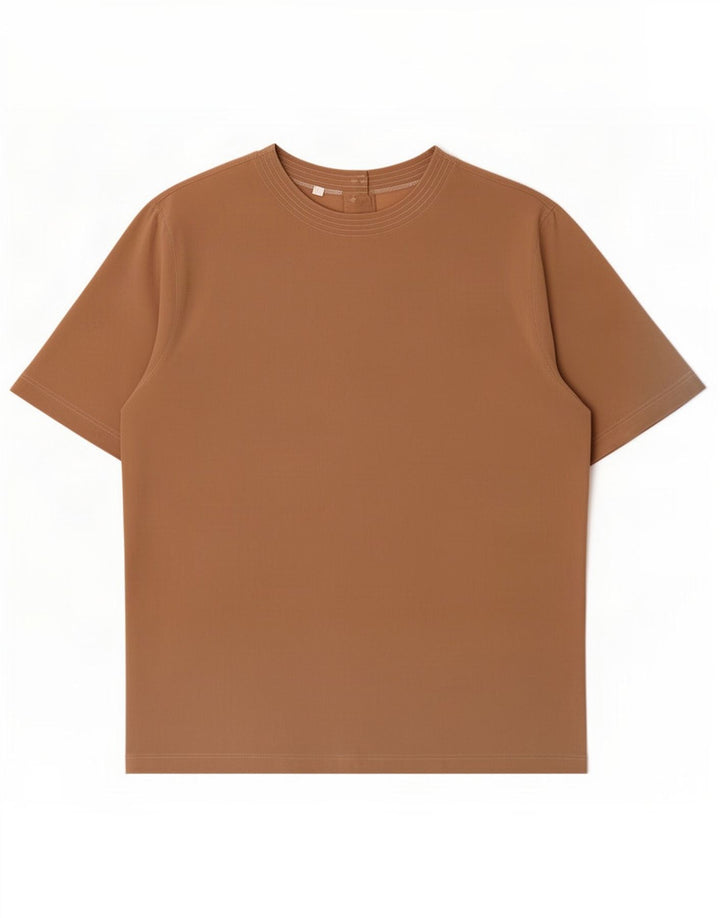 Blusa feminina vintage top IT 44 seda marrom médio