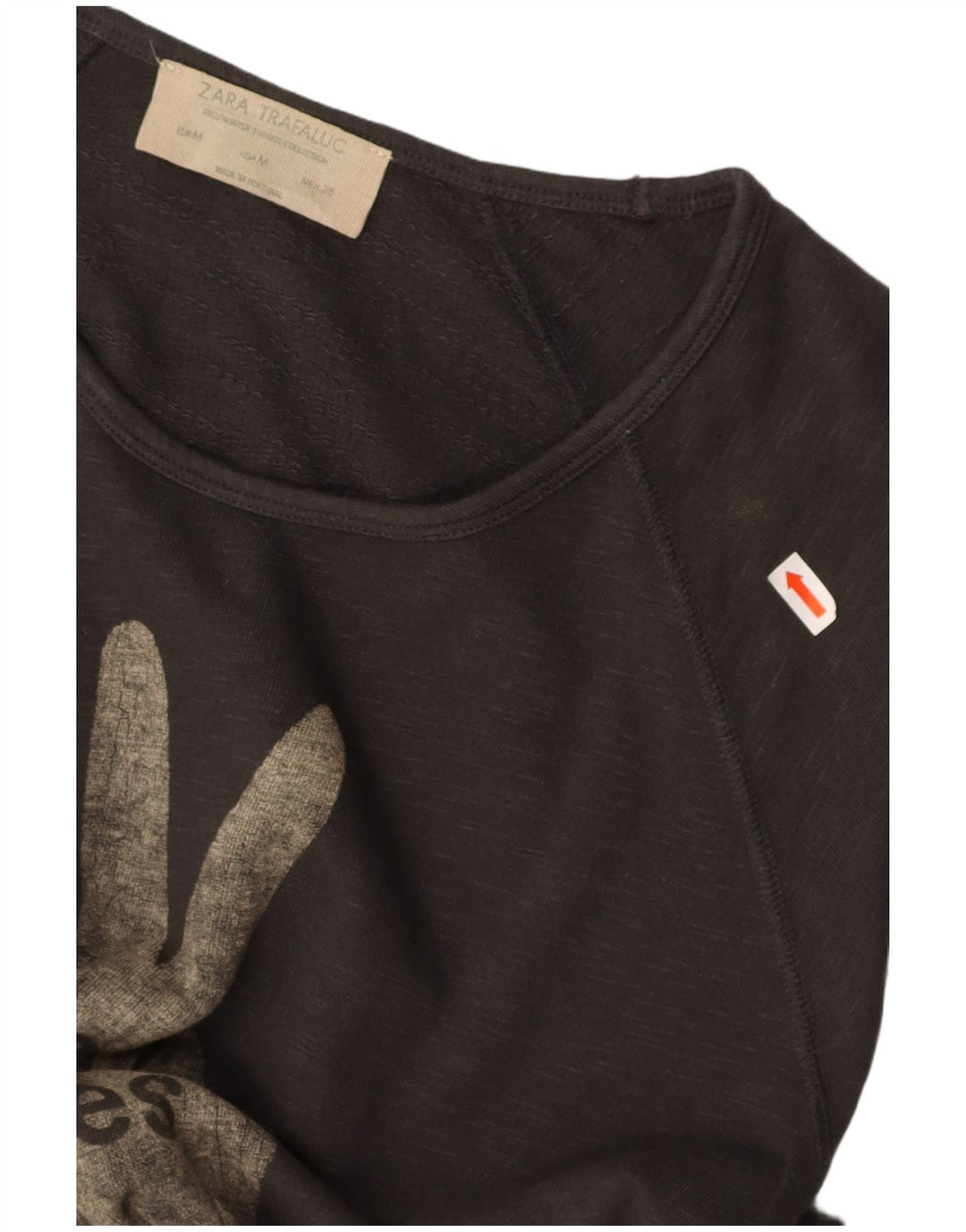 Suéter gráfico feminino ZARA UK 14 algodão cinza médio