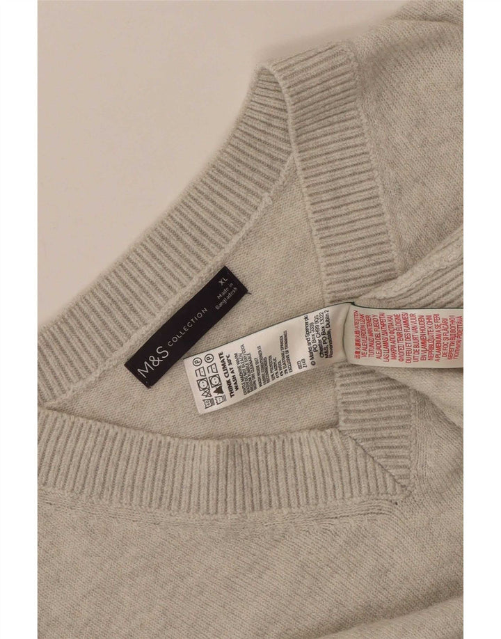 Suéter masculino com decote em V da Marks & Spencer XL poliéster cinza