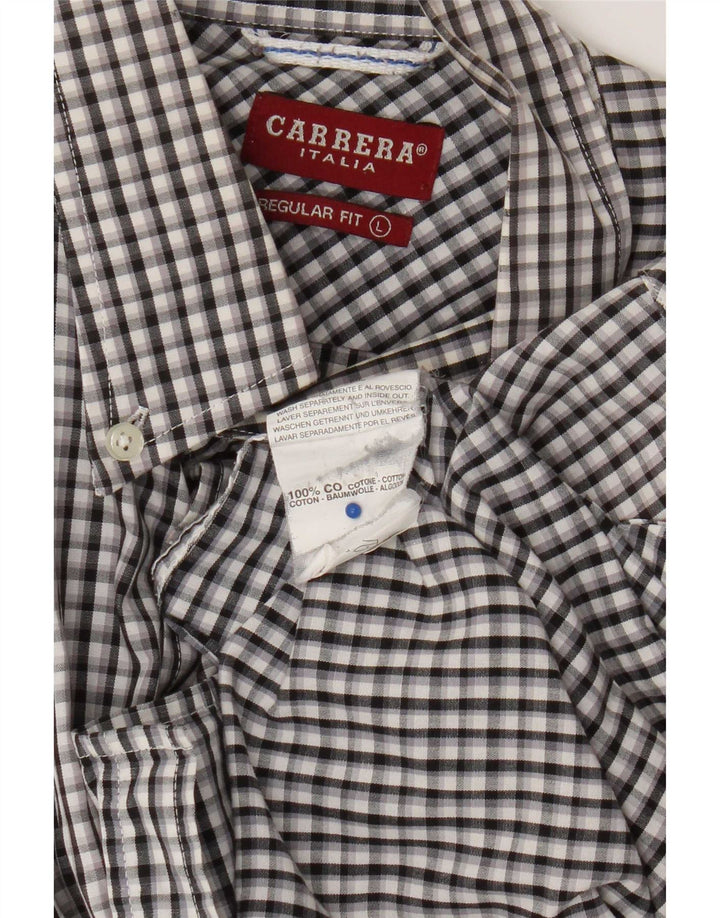 Camisa masculina Carrera Regular Fit grande algodão xadrez preto