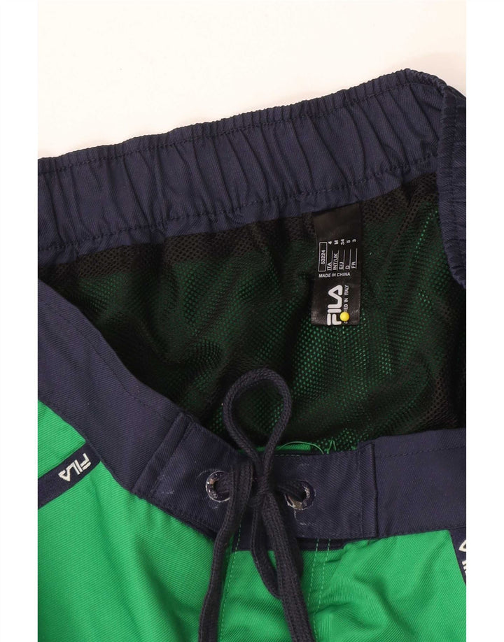 Fila Mens Graphic Natação Shorts Médio Verde Colourblock Poliéster