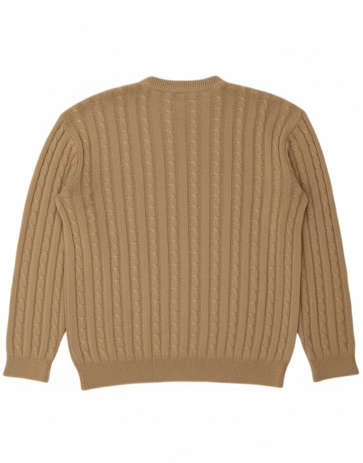 Suéter masculino VINTAGE com gola redonda grande bege