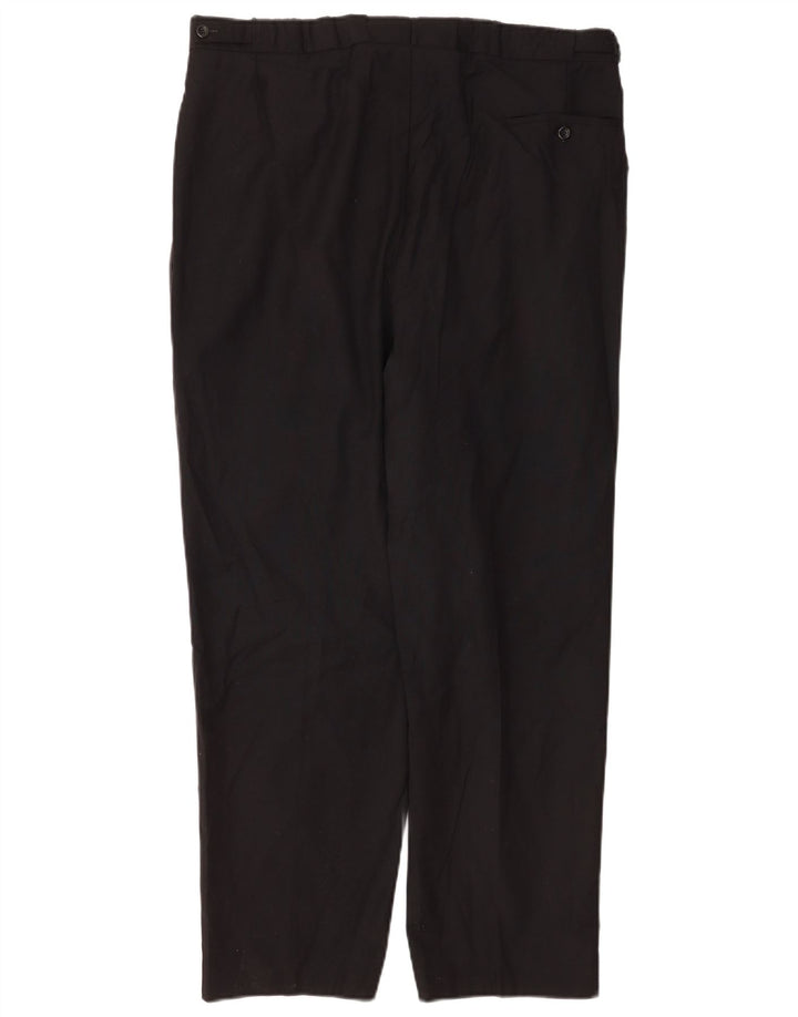 Pierre Cardin Mens Pegged Suit Calças W38 L29 Lã Preta