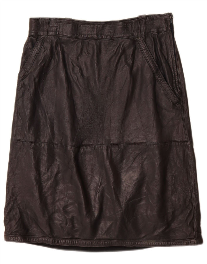 Saia de couro feminina vintage W26 XS couro preto