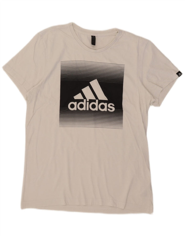 Adidas Mens Graphic T-Shirt Top Médio Algodão Branco