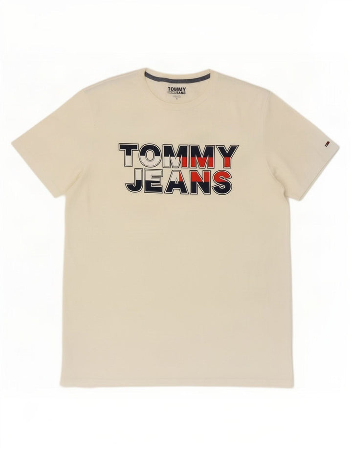 Tommy Hilfiger Camiseta masculina gráfica Top Médio Branco