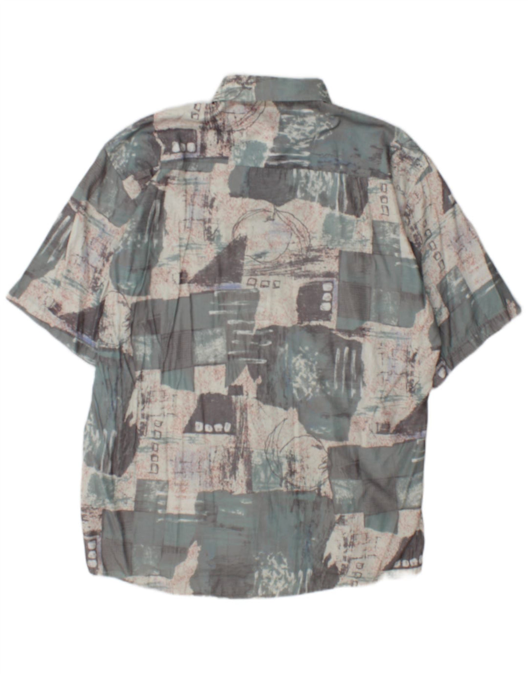 Casa Moda Camisa Masculina Manga Curta Grande Patchwork Multicolorido