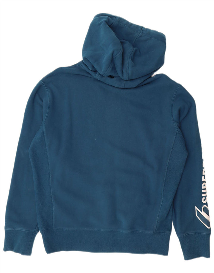 SUPERDRY moletom com capuz masculino gráfico pequeno azul algodão