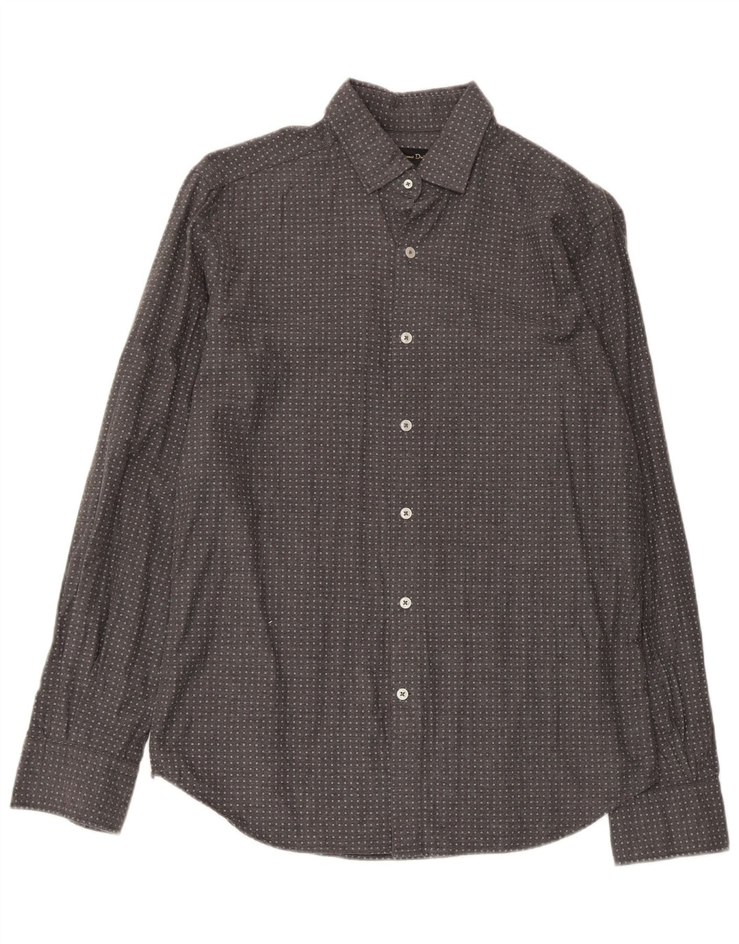 Camisa masculina Massimo Dutti algodão geométrico cinza médio