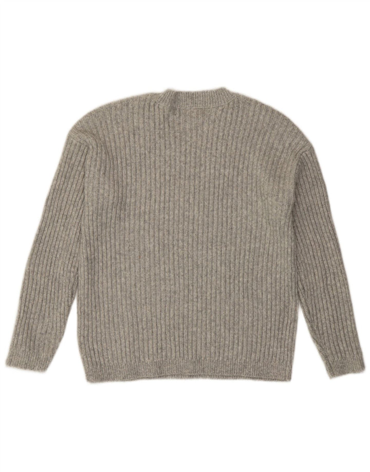 Suéter feminino Marks & Spencer com gola redonda e gola redonda Reino Unido 10 pequeno cinza