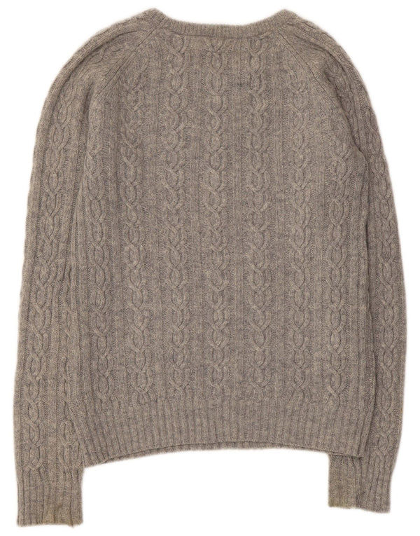 Suéter feminino Jack Wills com gola canoa Reino Unido 12 lã de cordeiro cinza médio