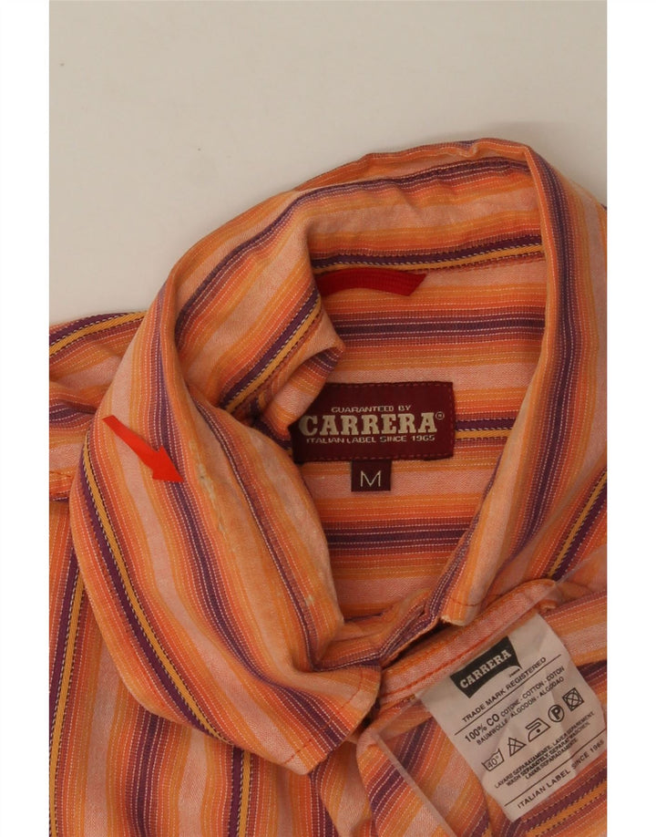 Camisa masculina CARRERA de algodão listrado laranja médio