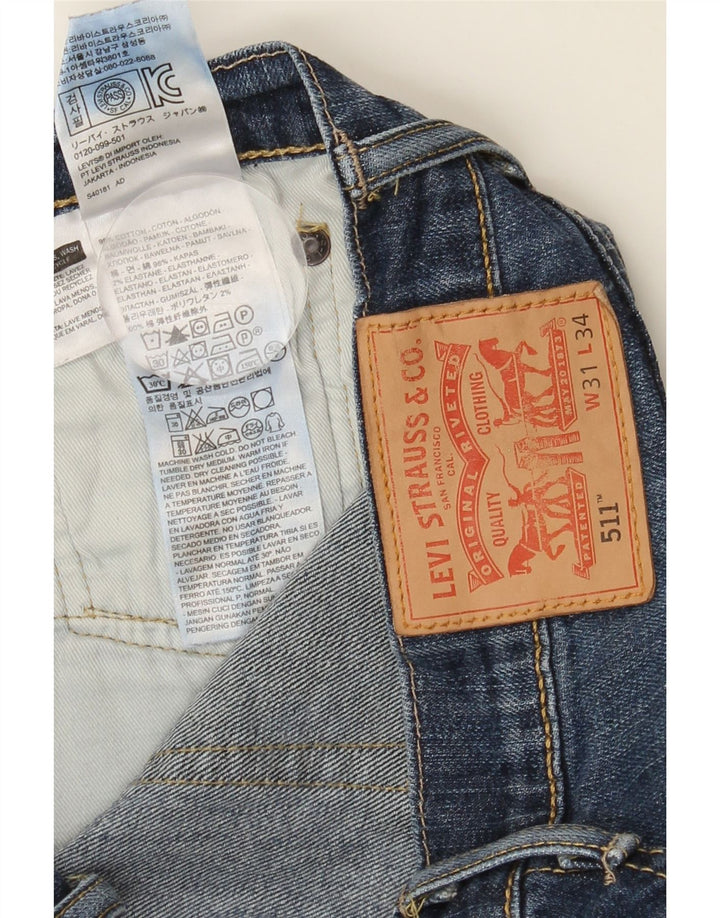 LEVI'S Feminino 511 Slim Jeans W31 L34 Azul Marinho Algodão