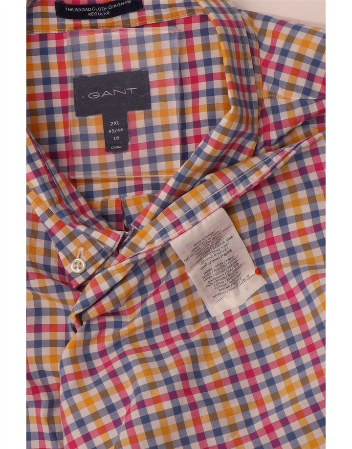 Camisa masculina Gant Regular Fit tamanho 45/46 18 2XL algodão guingão multicolorido