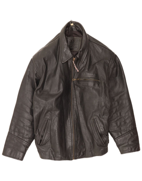 Jaqueta de couro masculina vintage UK 40 grande couro preto