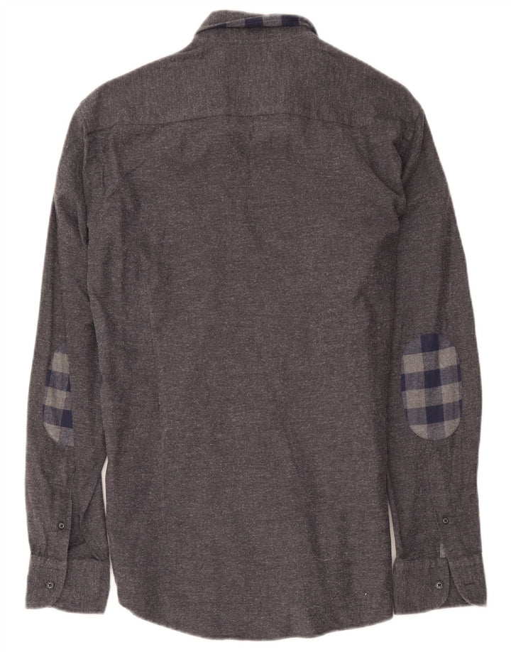 Camisa masculina Massimo Dutti grande espinha de peixe cinza