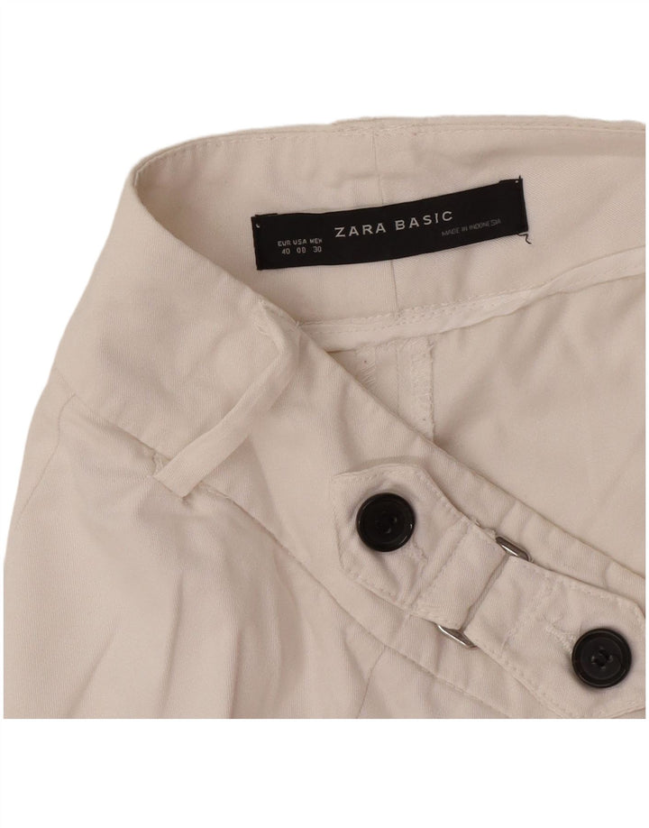 Zara Calça Capri Feminina Reta EU 40 Médio W30 L17 Branco