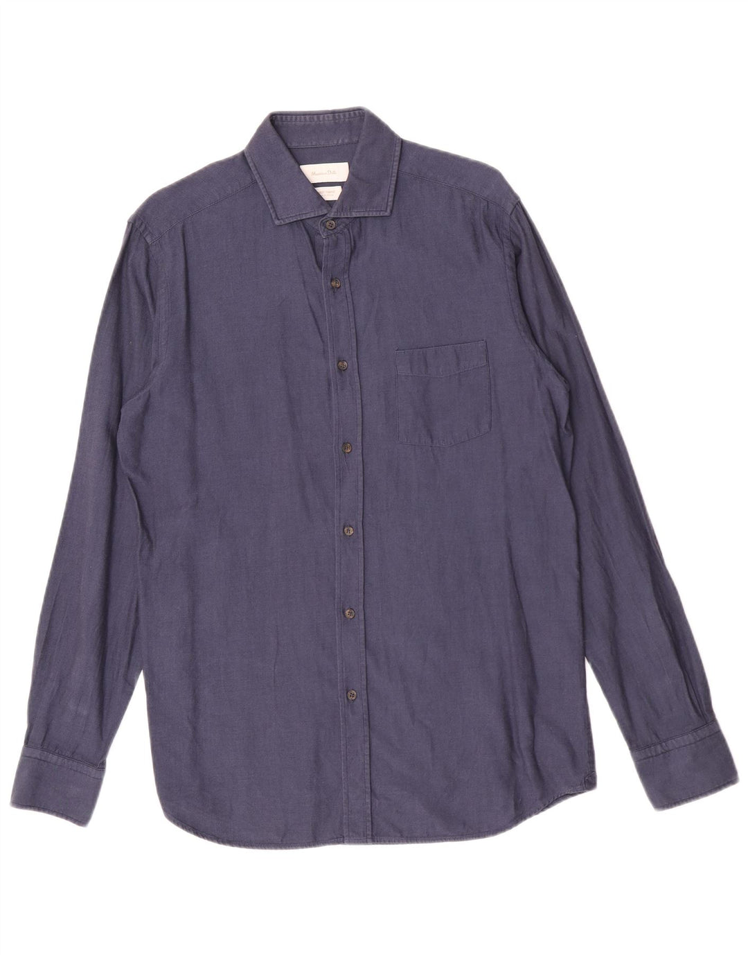 Camisa masculina Massimo Dutti de algodão azul marinho médio