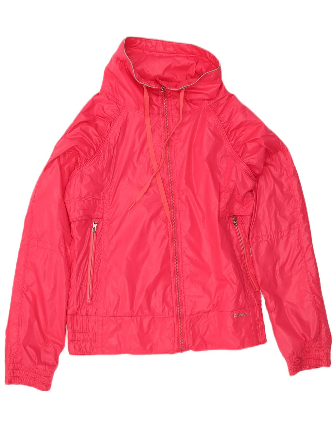 REEBOK Womens Tracksuit Top Jacket UK 14 Médio Rosa Poliéster