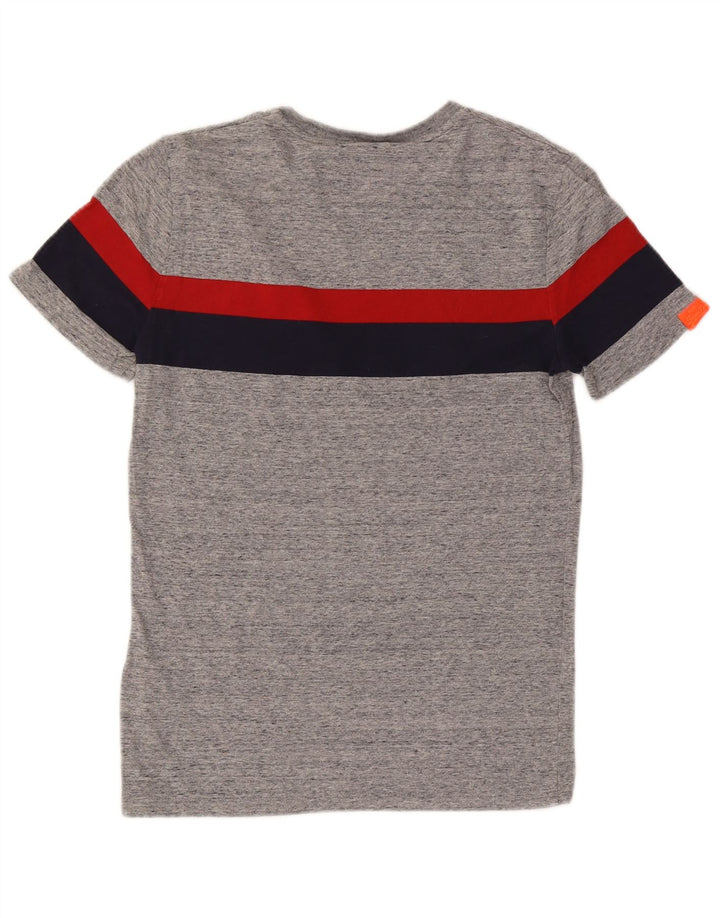 Camiseta masculina Superdry top pequeno cinza colorblock algodão