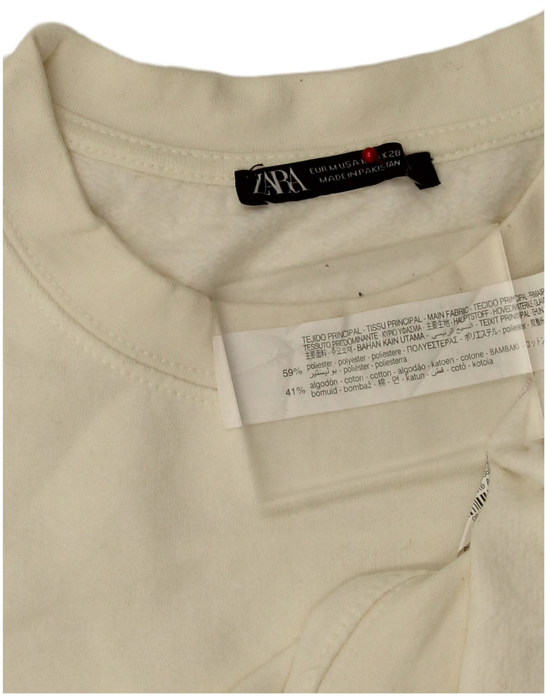 Zara moletom feminino jumper UK 14 médio branco poliéster