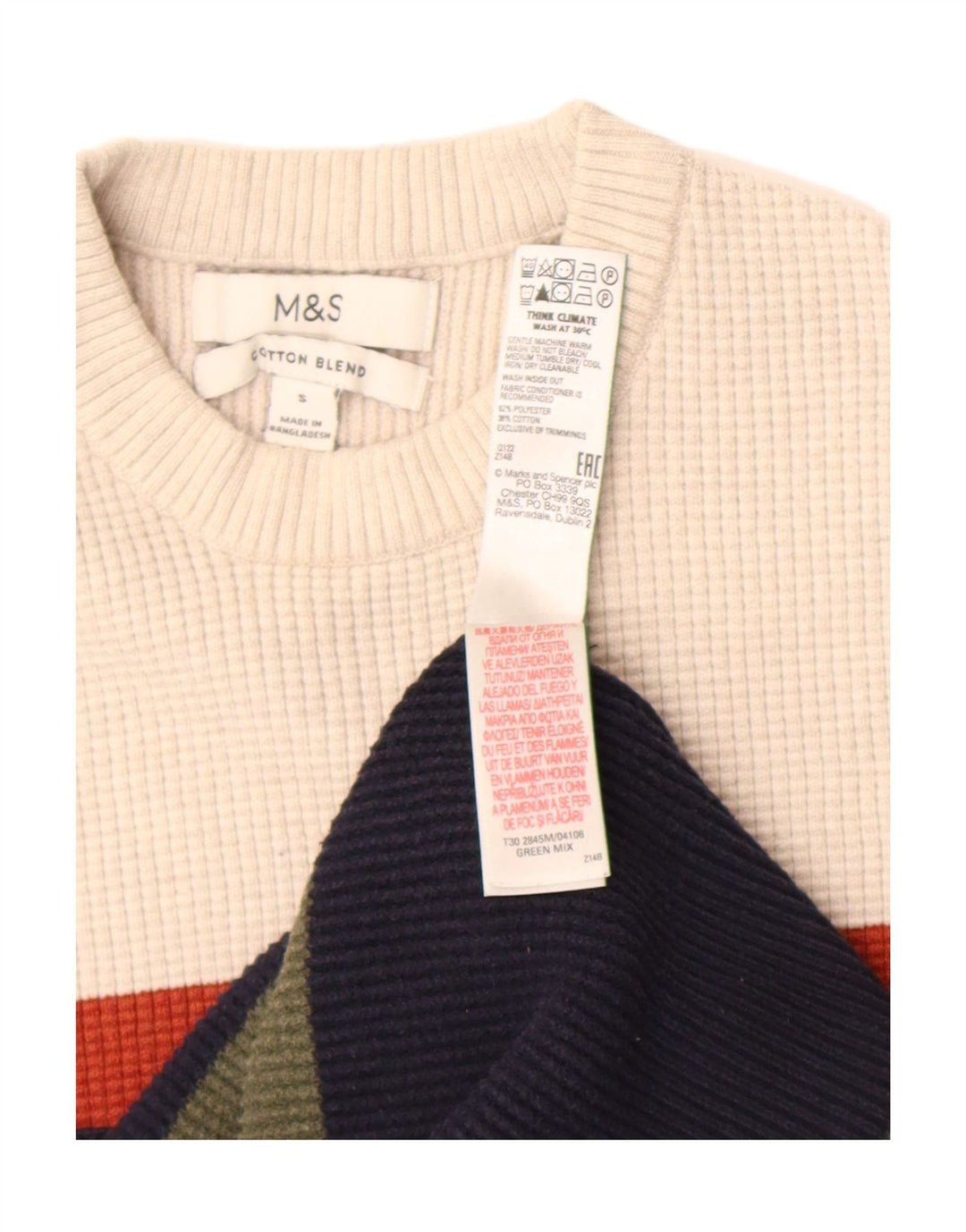 Suéter feminino Marks & Spencer com gola redonda Reino Unido 10 pequeno multicolorido