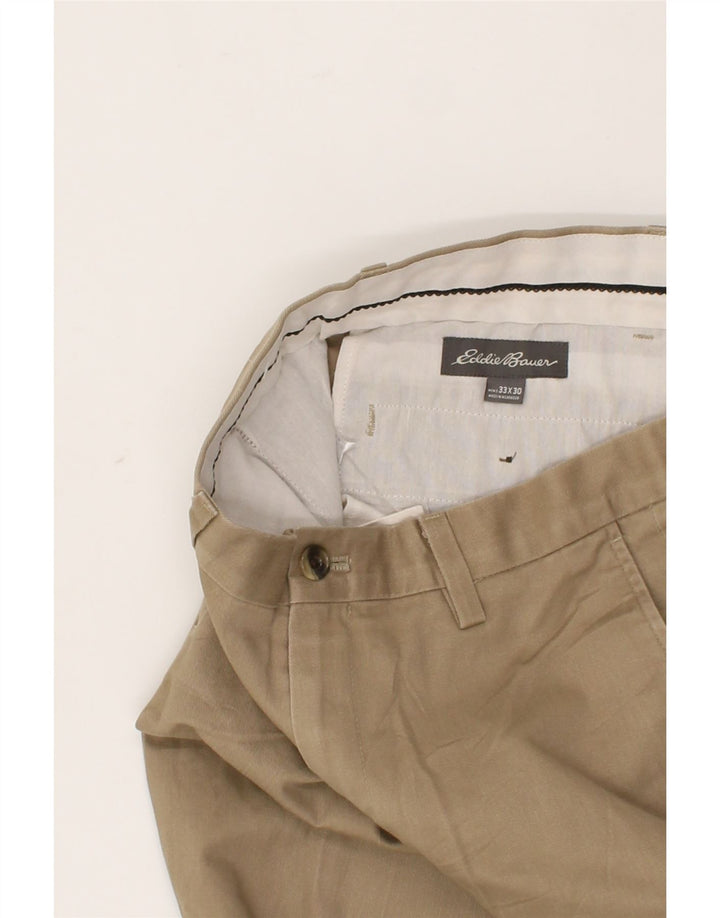 EDDIE BAUER Mens Straight Chino Trousers W33 L30 Beige Cotton Vintage Eddie Bauer and Second-Hand Eddie Bauer from Messina Hembry 